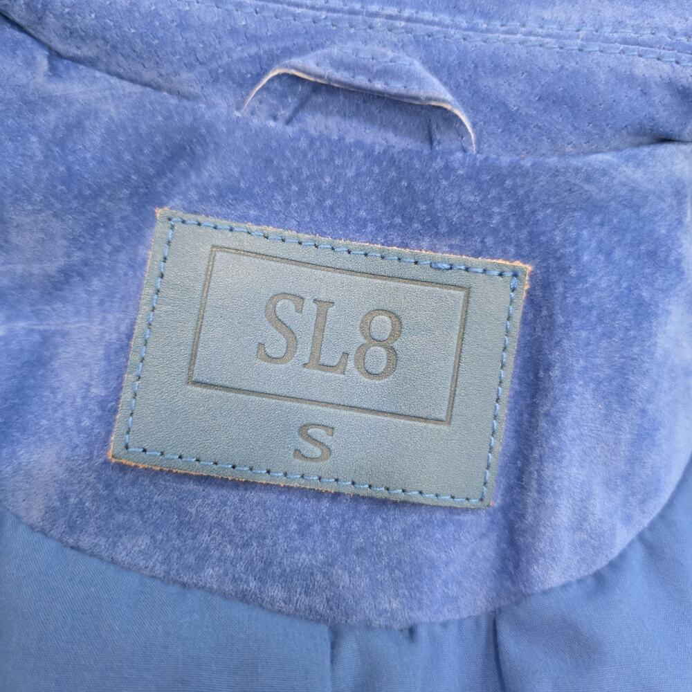 SL8 Jacket Womens Size Small Blue Leather Moto Asymmetrical Zip Biker Short - Picture 8 of 13